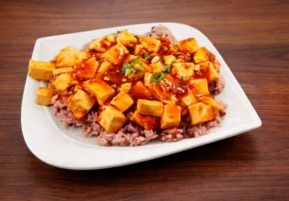 Szechuan Mapo Tofu Rice Bowl (Vegan)