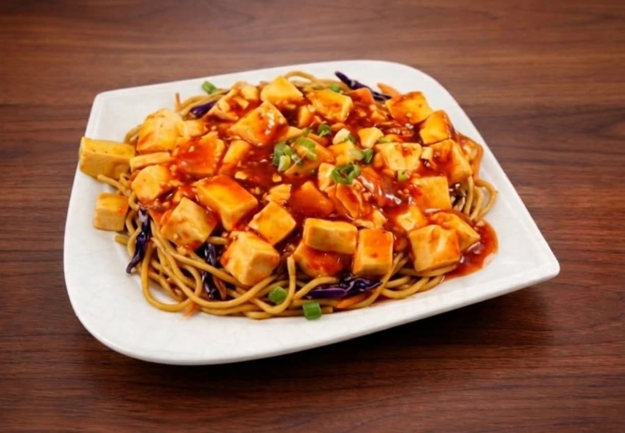 Szechuan Mapo Tofu Noodle Bowl (Vegan)