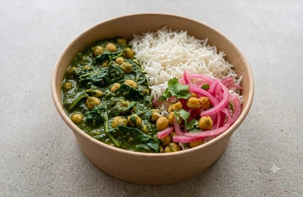 Chana Palak Rice Bowl