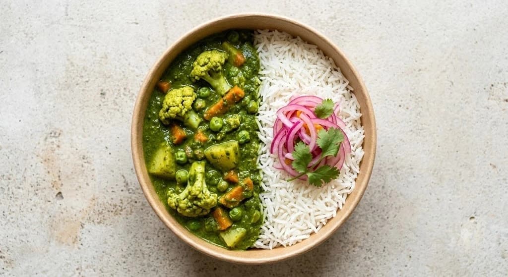 Mix Veg Palak Rice Bowl