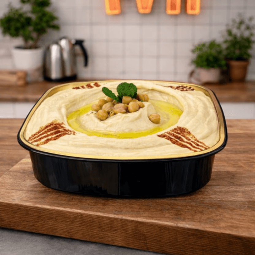 Sharing Portion of Hummus