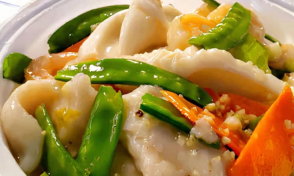 Sautéed Seafood with Snow Peas